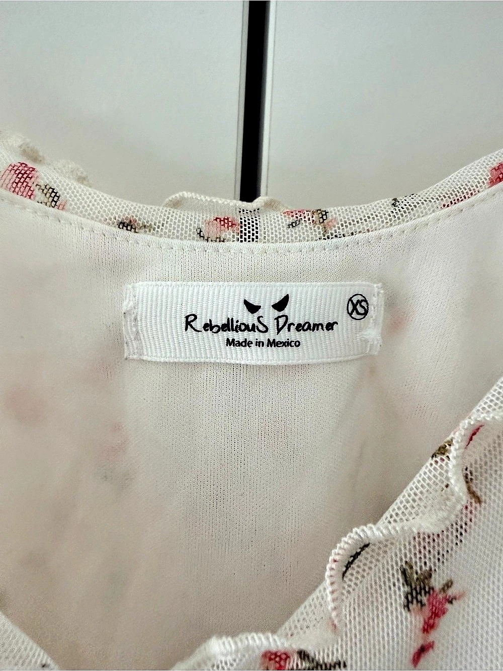Rebellious Dream Floral Mesh Tank Top in White & Pink Like New - Picture 7 of 7